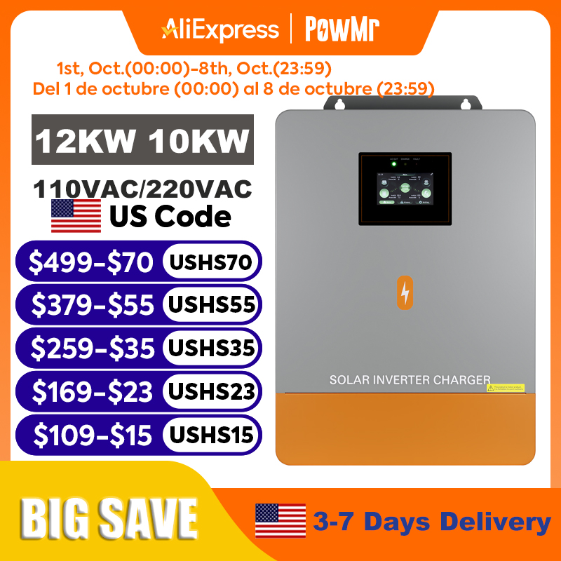 Inverter ibrido solare PowMr 1 - Split Phase Inverter 10Kw 110V 220V recensione e prezzo
